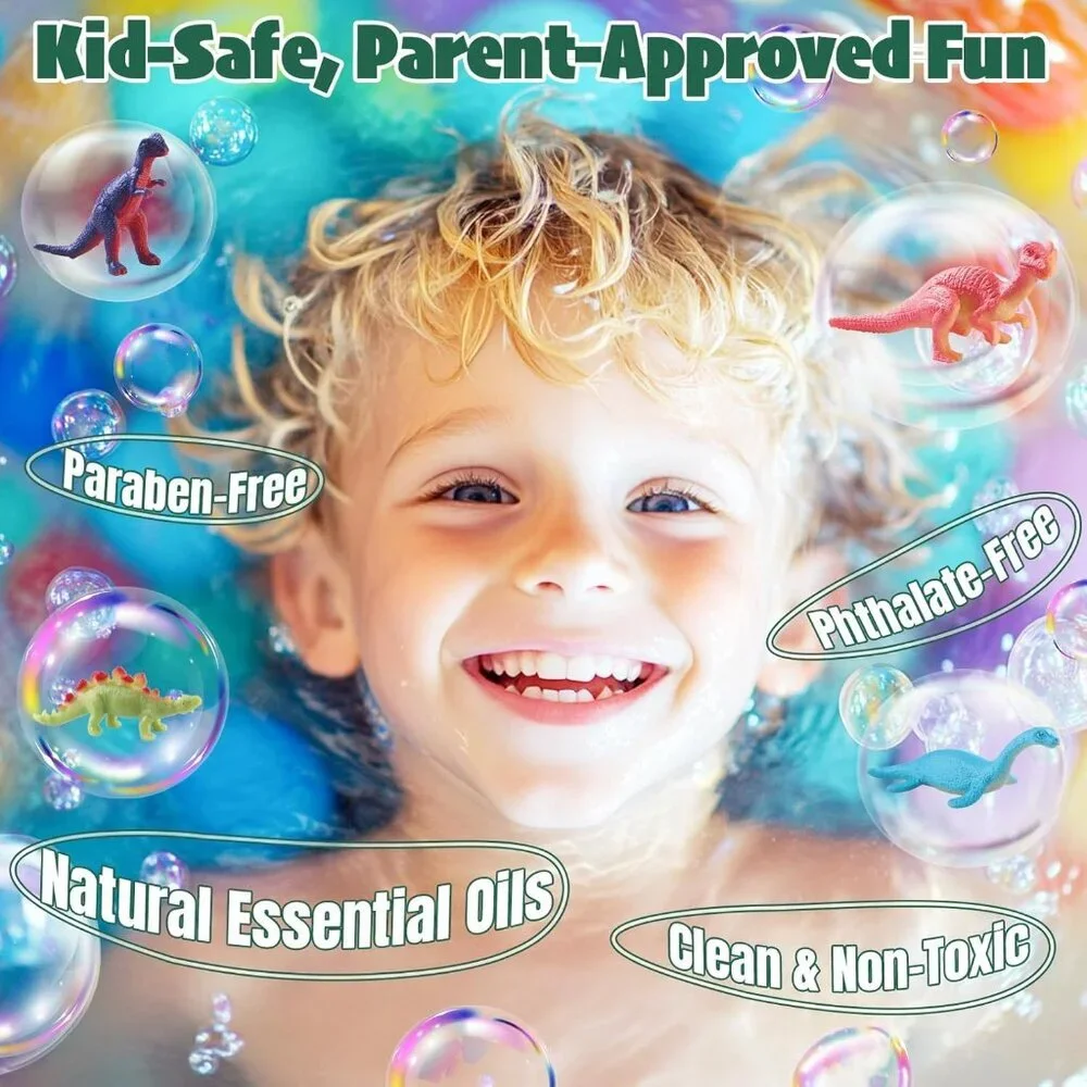 Dinosaur Bath Bombs for Kids with Surprise Inside, 20 Pack Natural Dino Egg Bath